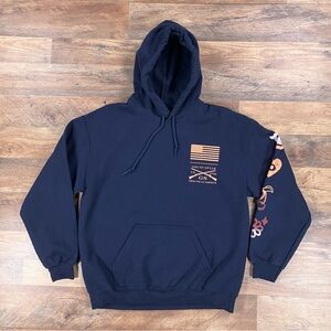 Grunt Style Hoodie Womens Medium Blue Logo Fleece Pullover Hooded Sweatshirt